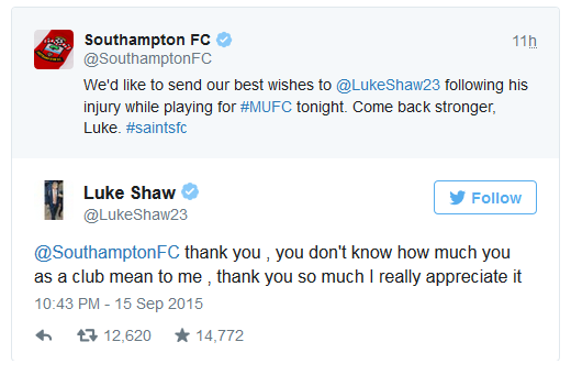 Mesaje de sustinere pe Twitter dupa drama traita aseara de Shaw! Ce club i-a scris imediat dupa accidentare: "Nici nu stiti cat de mult conteaza pentru mine"_1