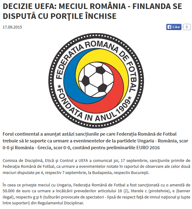 Romania - Finlanda se joaca pe un stadion GOL. De ce a decis UEFA sa ne inchida portile_1