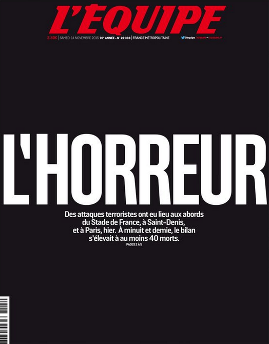 Reactii din lumea sportului dupa atentatele teroriste din Paris! Prima pagina din L'Equipe, doliu dupa masacru_5