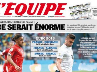 
	Cum arata astazi prima pagina din L&#39;Equipe, dupa ce Romania a picat cu Franta la Euro 2016! Avertismentul lui Deschamps
