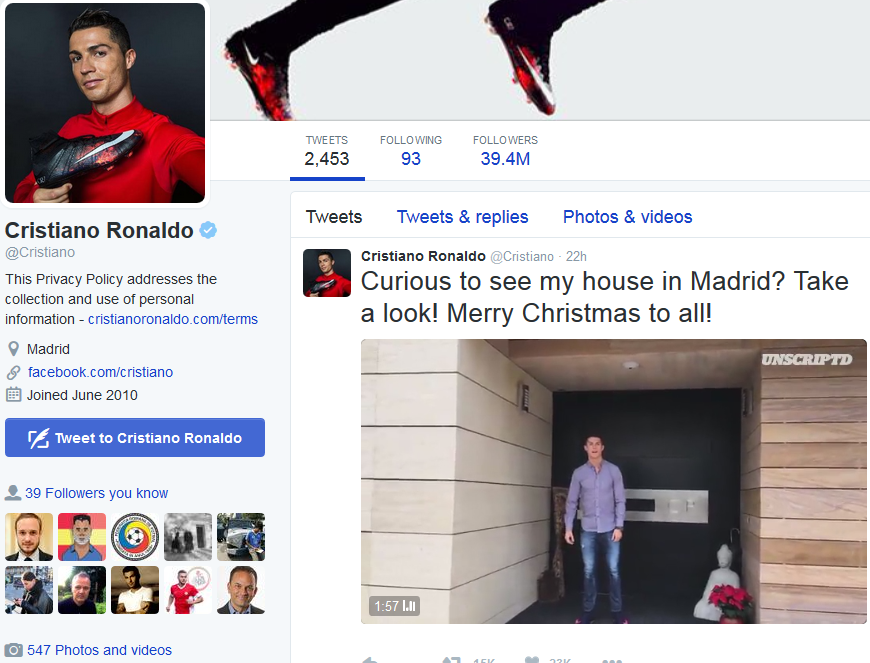 Suma colosala pe care Cristiano Ronaldo o primeste pentru fiecare postare pe Twitter: o singura litera scrisa ii aduce cel putin 1500 €_2
