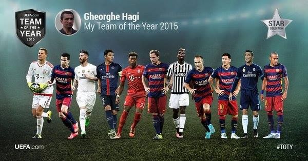 Gica Hagi si-a facut echipa "stelara": Messi, Ronaldo si Neymar, favoritii sai. Cum arata echipa ideala a lui 2015, aleasa pentru UEFA_2