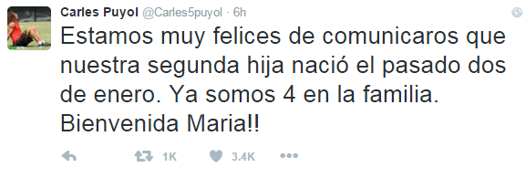 Carles Puyol a devenit tata pentru a doua oara. Fostul capitan al Barcelonei si sotia sa model au facut marele anunt_4