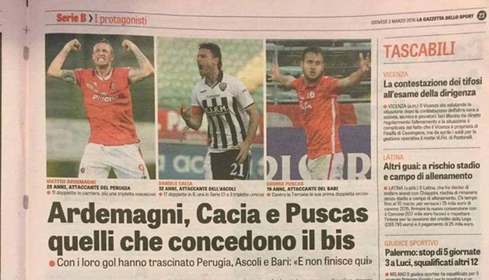 George Puscas a ajuns vedeta in Gazzetta dello Sport dupa primele goluri din cariera marcate in Italia_2