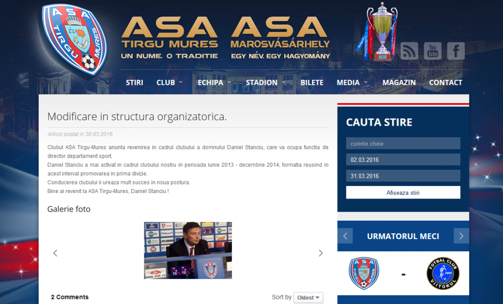 Stanciu se intoarce la ASA sa fie 'Director Departament Sport'. :) Anuntul facut la Tg. Mures_2