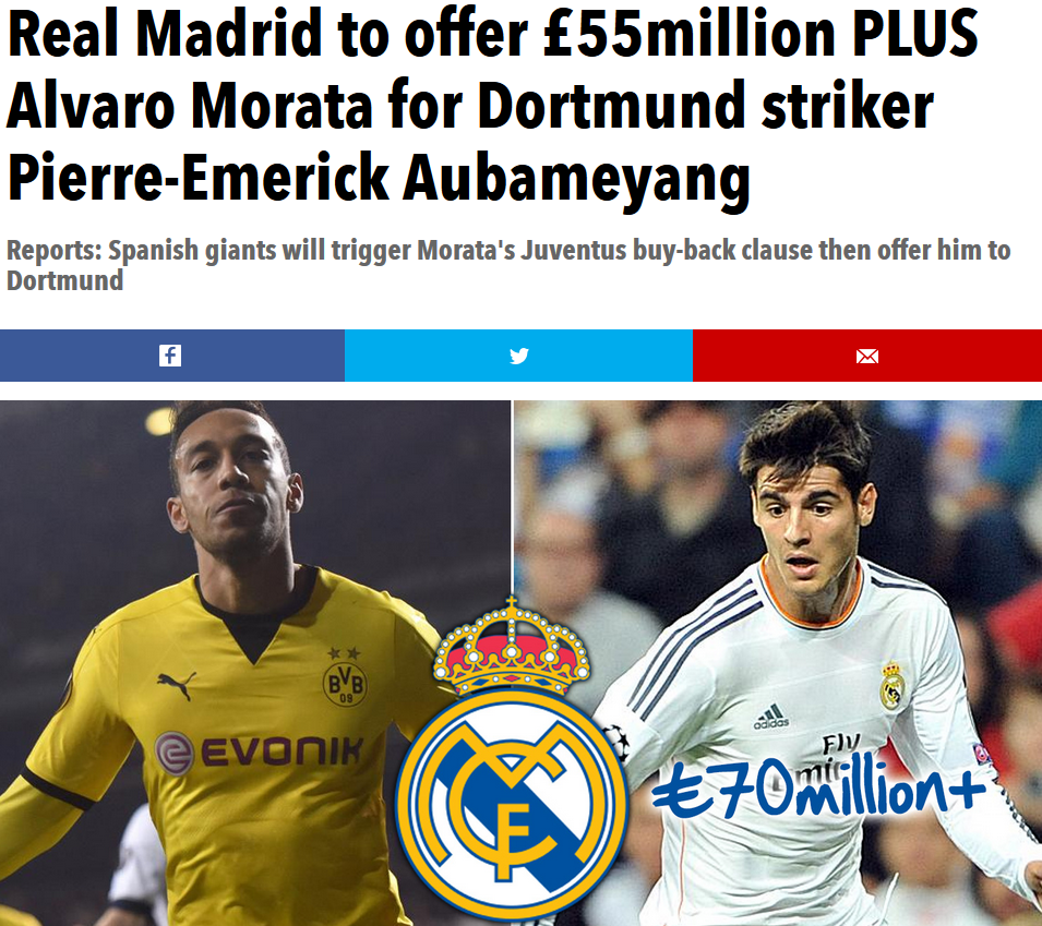 Borussia Dortmund cere 100 mil €, Real Madrid propune o alta varianta! Ce superstar dau spaniolii la schimb pentru Aubameyang_1