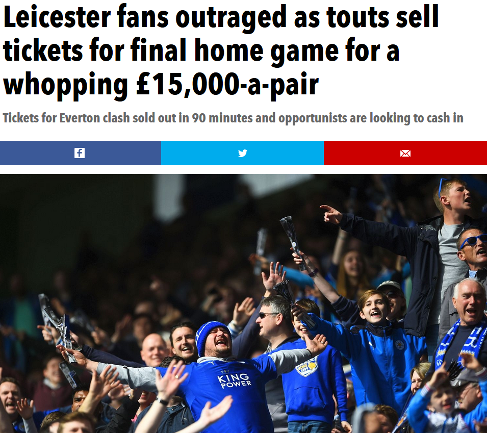 Nebunie! Biletele la ultimul meci al lui Leicester pe teren propriu in acest sezon au ajuns la 20.000 €_2