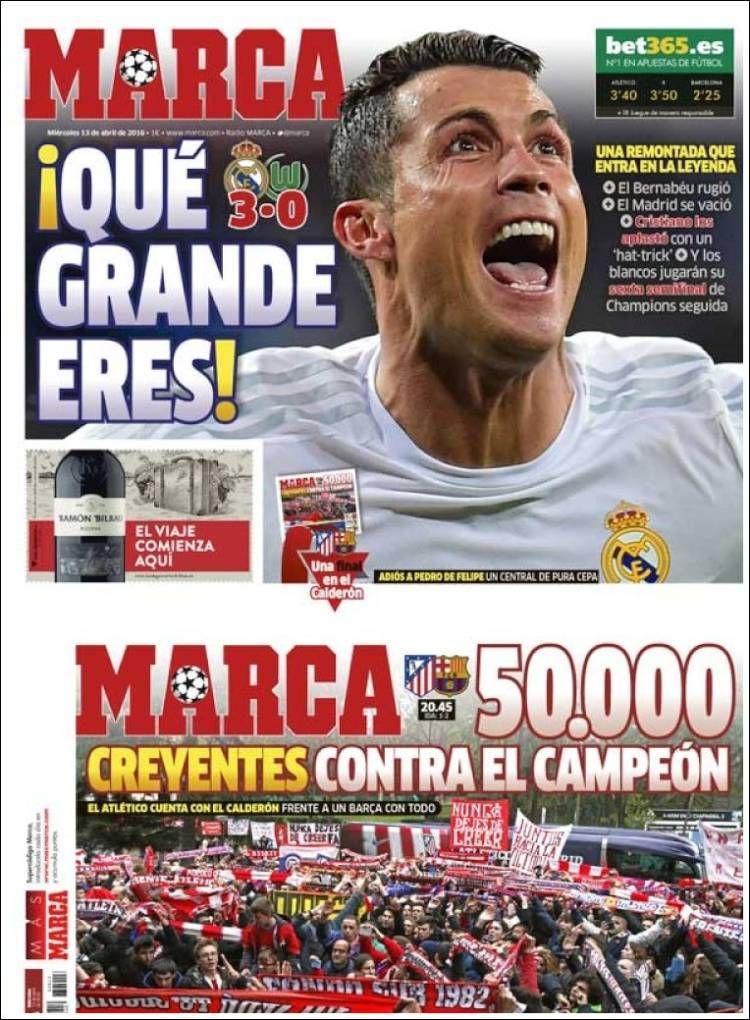 Ronaldo, ridicat la rang de Zeu dupa magia de aseara! Spaniolii sunt gata de un nou razboi: "Vine mama tuturor bataliilor!" Primele pagini ale ziarelor spaniole_2