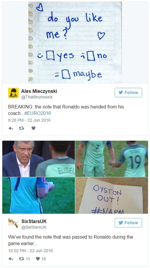 Ce scria pe biletul secret primit de Cristiano Ronaldo pe teren cu Ungaria? Cele mai tari glume aparute pe internet. SUPER FOTO_2