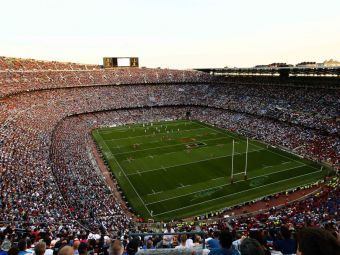 
	Asa ceva nu s-a mai intamplat niciodata! 99.124 de suporteri aseara pe Camp Nou, cea mai mare asistenta la un meci de rugby
