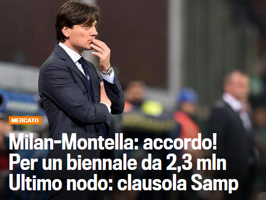 Montella este noul antrenor al lui AC Milan: salariu de 2,3 milioane € pentru urmatorul sezon!_1