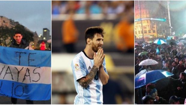 
	Argentinienii sunt in stare de orice pentru a-l face pe Messi sa revina la nationala. Imagini incredibile: pe o ploaie torentiala, mii de oameni au iesit in strada
