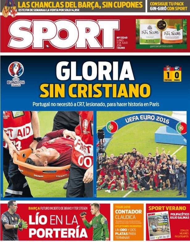 Victoria Portugaliei in cele mai importante ziare de sport. AS de Madrid saluta succesul, ziarul "de casa" al Barcei evidentiaza: Glorie FARA RONALDO"_3