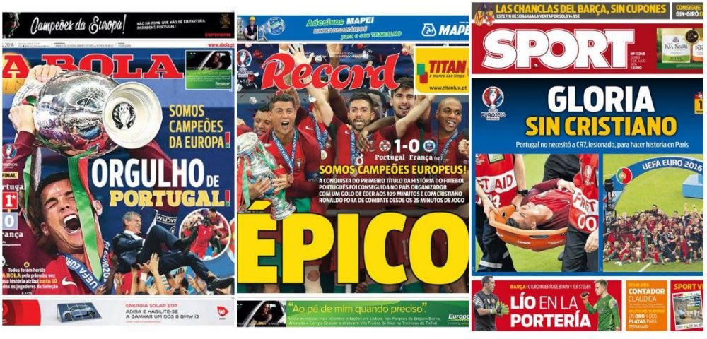 Victoria Portugaliei in cele mai importante ziare de sport. AS de Madrid saluta succesul, ziarul "de casa" al Barcei evidentiaza: Glorie FARA RONALDO"_7