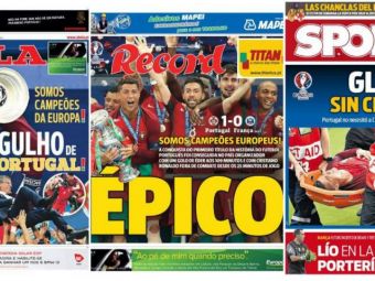 
	Victoria Portugaliei in cele mai importante ziare de sport. AS de Madrid saluta succesul, ziarul &quot;de casa&quot; al Barcei evidentiaza: Glorie FARA RONALDO&quot;

