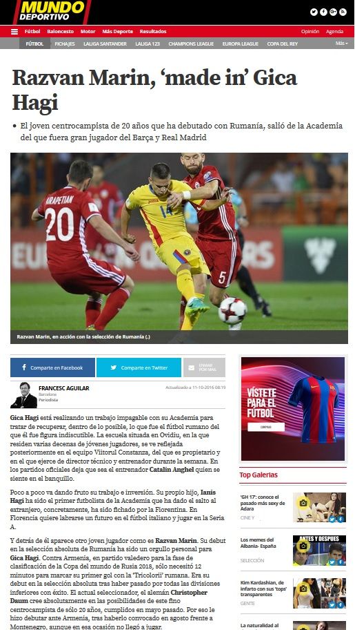 El Mundo Deportivo, cuvinte URIASE despre Razvan Marin: "Forta, plasament, sut, viziune remarcabila! Juventus si Roma il vor! MADE BY GICA HAGI!"_1