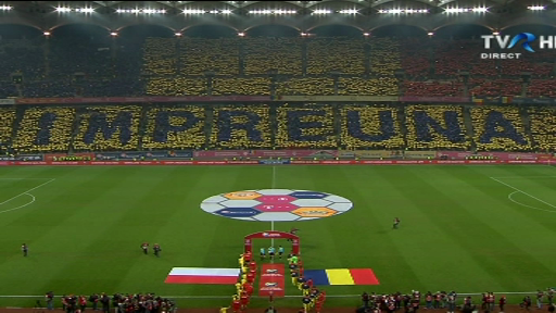 FOTO! Coregrafie SUPERBA pe National Arena inaintea meciului Romania - Polonia. Mesajul afisat de un stadion intreg_1