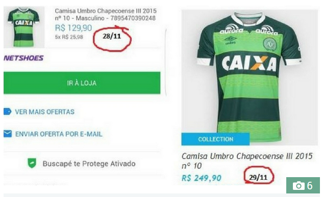 RUSINOS! Compania care vinde tricourile echipei Chapecoense a dublat preturile in ziua tragediei in care au murit aproape toti jucatorii din lot_1