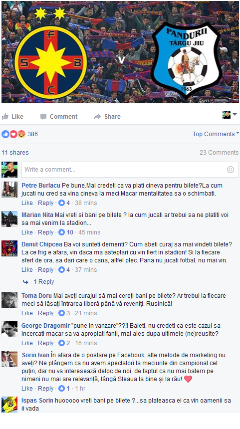 Masura unica luata de Steaua, dupa ce si-a dat seama ca "Nimeni la meci" e mai mult decat un cosmar! Primele reactii ale suporterilor pe pagina oficiala de Facebook spun totul!_1