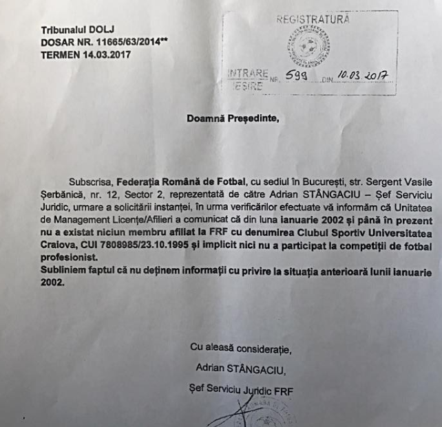 Kafka, frate! FRF a emis un document oficial prin care spune ca CSU Craiova NU EXISTA si nici nu a existat vreodata!_2