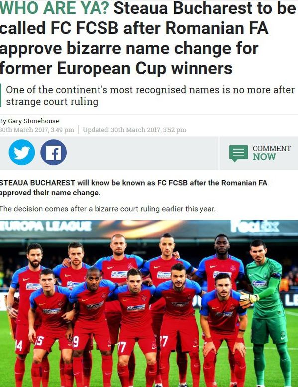 Steaua Bucharest to be called FC FCSB after Romanian FA approve bizarre  name change for former European Cup winners