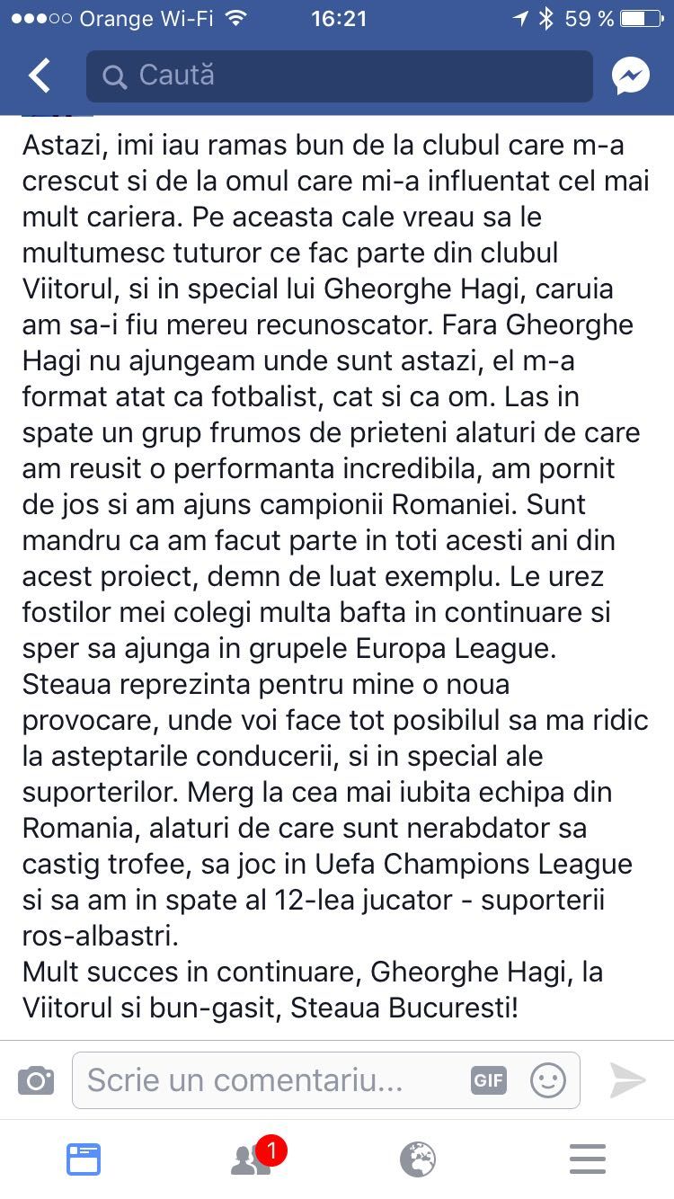 "Ii multumesc lui Hagi, fara el nu ajungeam aici!" Mesajul lui Romario Benzar, dupa ce a semnat cu Steaua_2