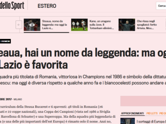 
	Cum va reactiona Talpan? Gazzetta dello Sport, despre intalnirea cu Lazio: &quot;Steaua, nume de legenda!&quot;&nbsp;
