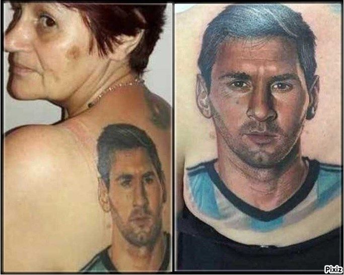O femeie de 54 de ani si-a facut primul tatuaj din viata ei: si l-a tatuat pe Messi pe tot spatele :) FOTO_2