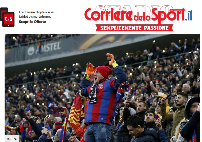 LAZIO - STEAUA // Corriere dello Sport, in deschidere: 12.000 de romani diseara, Lazio joaca in deplasare!_2