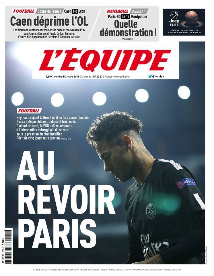 "Au revoir Paris!" L'Equipe si-a luat ADIO de la Neymar: francezii sustin ca sunt sanse mici ca brazilianul sa mai revina la PSG_2