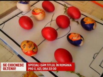 Un fan al Craiovei si-a umplut cosul de Paste cu oua cu chipurile lui Baluta, Bancu si Mitrita: VIDEO
