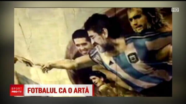 
	Fotbalul ca o arta: Messi si Maradona in capela sixtina! Capodopera unui artist din Argentina
