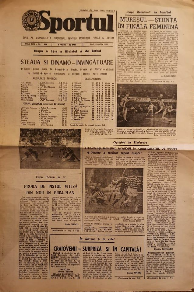 FOTO: Cum arata prima pagina din ziarul Sportul in urma cu 30 de ani! Steaua si Dinamo, singurele echipe care mai sunt in Liga 1_1