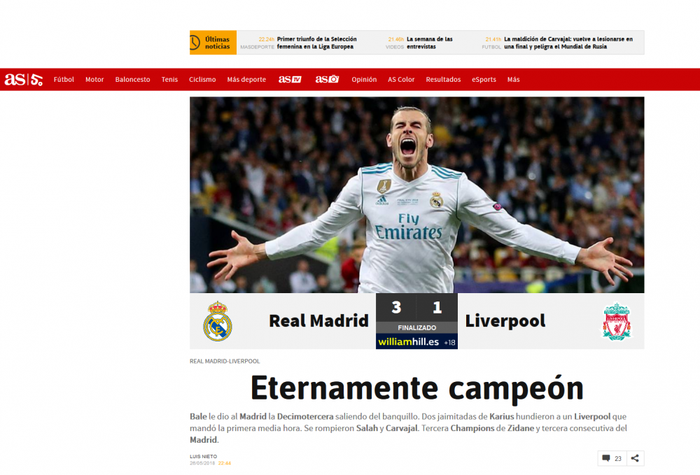 "Trofeul 13 adus de Bale!" Spaniolii, la picioarele Realului! Presa catalana: "Karius le-a facut Cupa cadou!" FOTO_1