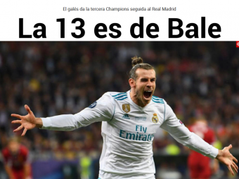 
	&quot;Trofeul 13 adus de Bale!&quot; Spaniolii, la picioarele Realului! Presa catalana: &quot;Karius le-a facut Cupa cadou!&quot; FOTO
