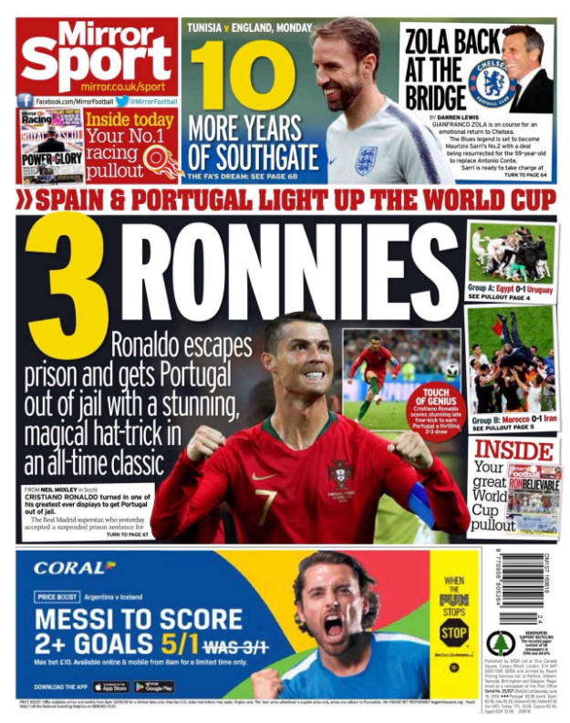 "Cristiano e MESSIA", "Monstrul", "Cristiano Marziano". Fabulos: Ronaldo, pe primele pagini ale ziarelor de sport din Europa. Portughezii i se inchina_3