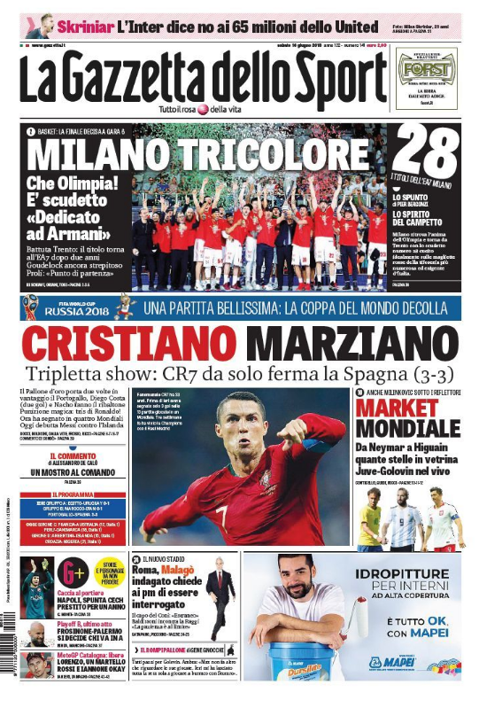 "Cristiano e MESSIA", "Monstrul", "Cristiano Marziano". Fabulos: Ronaldo, pe primele pagini ale ziarelor de sport din Europa. Portughezii i se inchina_13