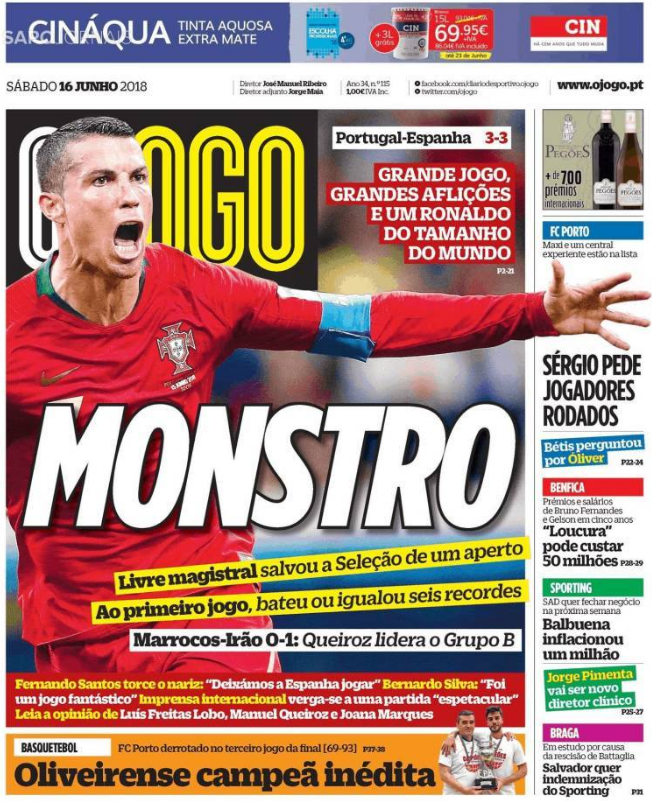"Cristiano e MESSIA", "Monstrul", "Cristiano Marziano". Fabulos: Ronaldo, pe primele pagini ale ziarelor de sport din Europa. Portughezii i se inchina_6