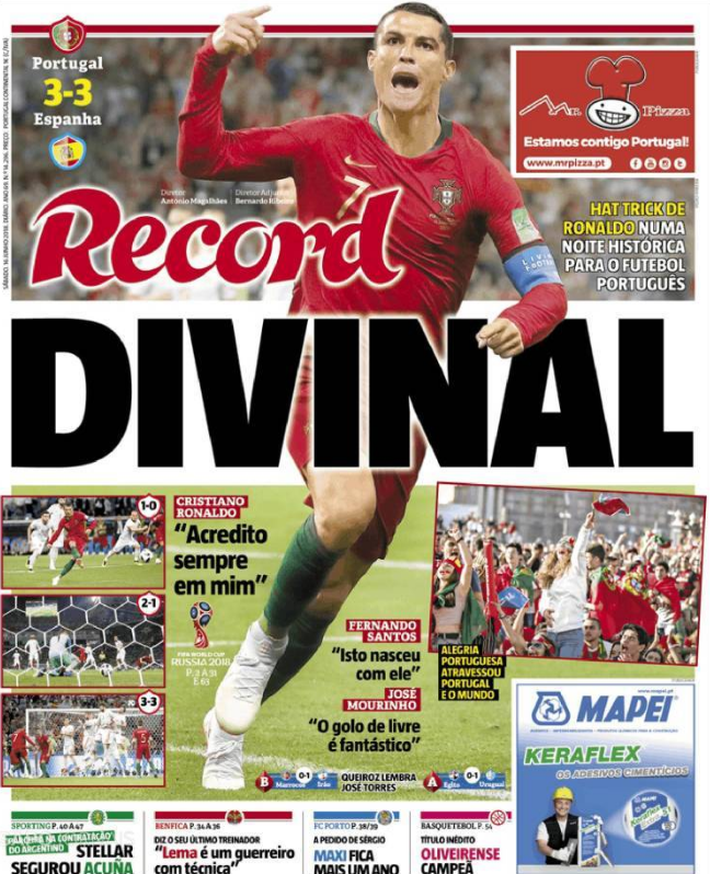 "Cristiano e MESSIA", "Monstrul", "Cristiano Marziano". Fabulos: Ronaldo, pe primele pagini ale ziarelor de sport din Europa. Portughezii i se inchina_7