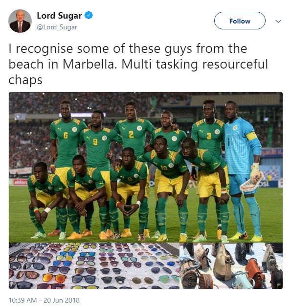 "Este RASIST!" Imaginea revoltatoare postata de fostul patron al lui Tottenham la meciul Senegalului! Mii de oameni i-au cerut sa o stearga_1
