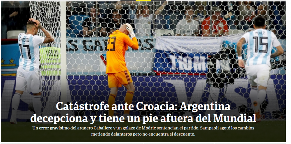 "CATASTROFA", "CAVALERII DURERII". Reactia presei argentiniene dupa naufragiul incredibil al lui Messi si Aguero in fata Croatiei_2