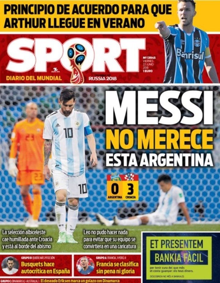 O lume intreaga socata de rusinea Argentinei: "Messi, umilinta istorica!" / "Nimeni nu ne mai salveaza!" Primele pagini ale ziarelor de sport_4