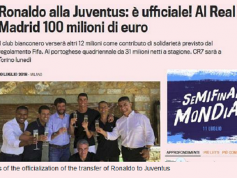 
	Efectul Ronaldo! Gazzetta dello sport a facut record de trafic pe net in ziua in care a fost prezentat Ronaldo
