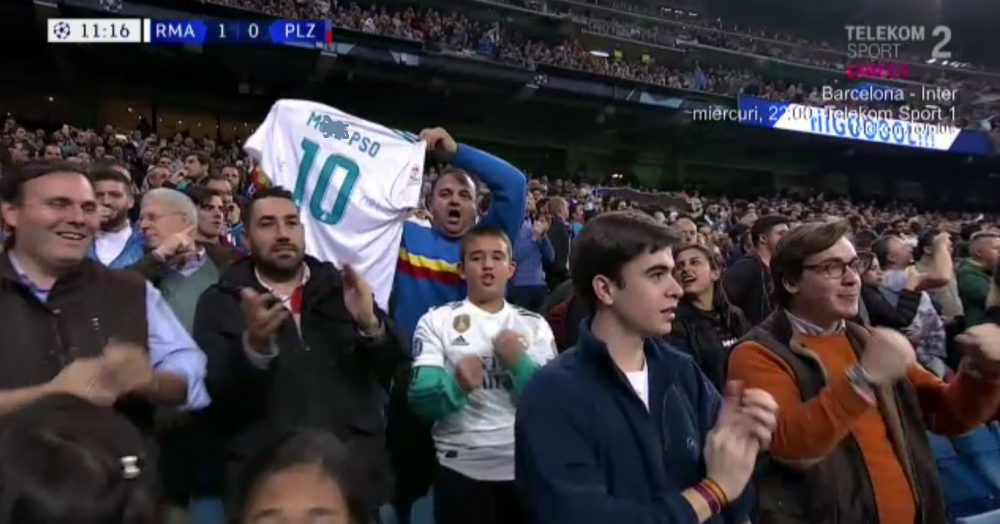 REAL MADRID - VIKTORIA PLZEN | Momentul pe care spaniolii nu l-au inteles! FOTO IREAL | Slogan anti-PSD la meciul Realului din Champions League: mesajul afisat de un roman_2
