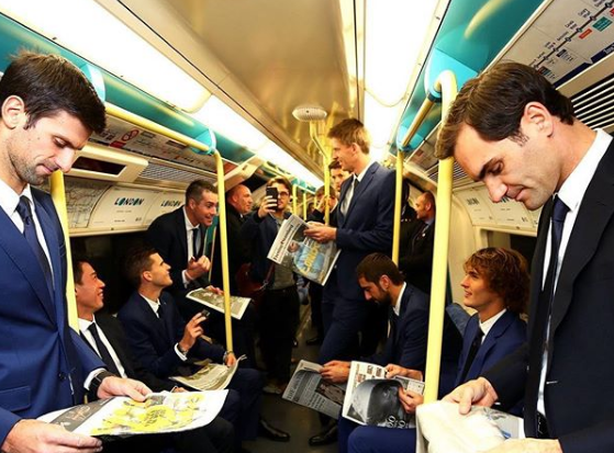 Supriza la metroul din Londra! Cei mai buni tenismeni ai lumii au facut senzatie, imbracati la costum | FOTO VIRALE_1