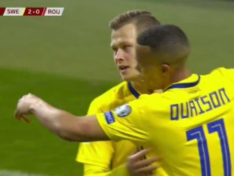 VIDEO: Romania, anesteziata la Stockholm! Claesson a facut 2-0 dupa o faza plecata de la o &quot;floricica&quot; ratata Stanciu