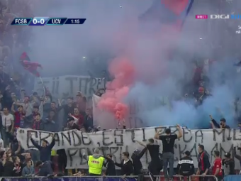 
	FCSB - CRAIOVA | Atmostera de super derby la FCSB - Craiova! Petarde si fumigene in peluza stelista
