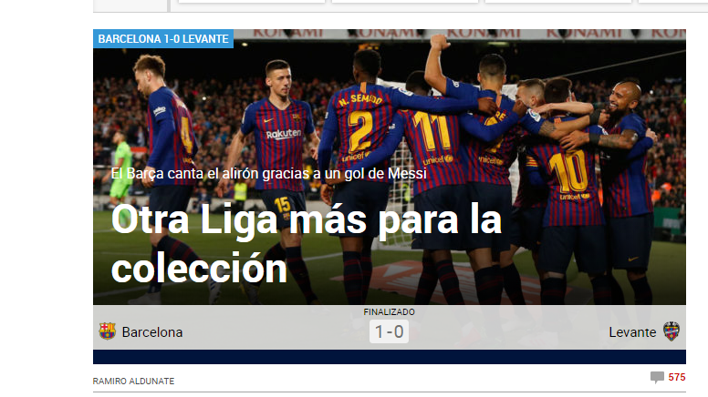 BARCELONA - LEVANTE 1-0 | "Inca un titlu in colectie". Messi, al 10-lea titlu cu Barca! REACTII MARCA, AS si SPORT CATALUNYA_1