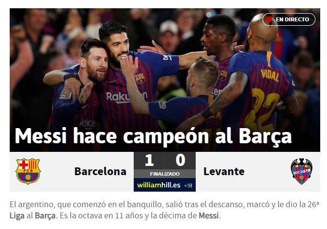 BARCELONA - LEVANTE 1-0 | "Inca un titlu in colectie". Messi, al 10-lea titlu cu Barca! REACTII MARCA, AS si SPORT CATALUNYA_2