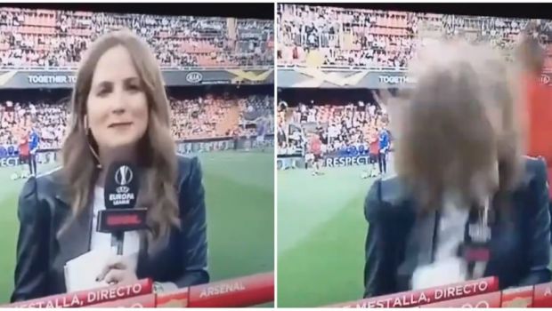 FAZA INCREDIBILA inainte de Valencia - Arsenal! O jurnalista din Spania a &quot;incasat-o&quot; IN DIRECT! Nu a stiut ce a lovit-o: VIDEO
